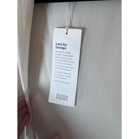 Eileen Fisher Sheer Silk Georgette High Collar Jacket In Bone Sz Medium $328 NWT - Picture 13 of 16